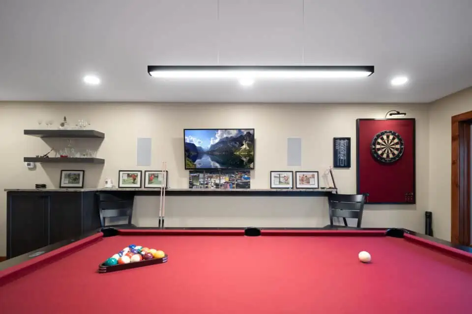 Billiards room with dart board and TV