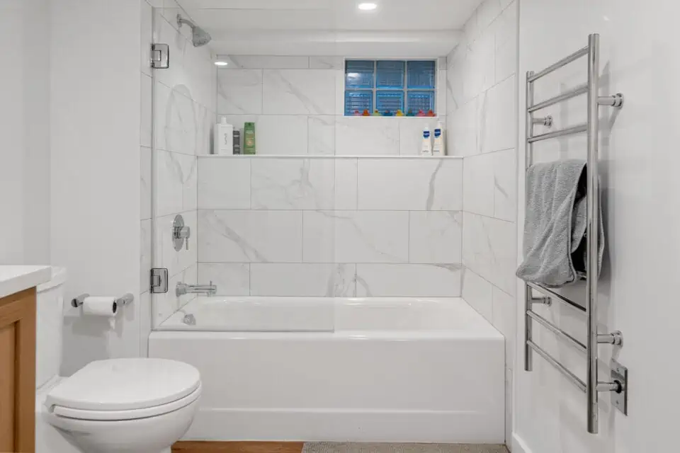 White basement bath