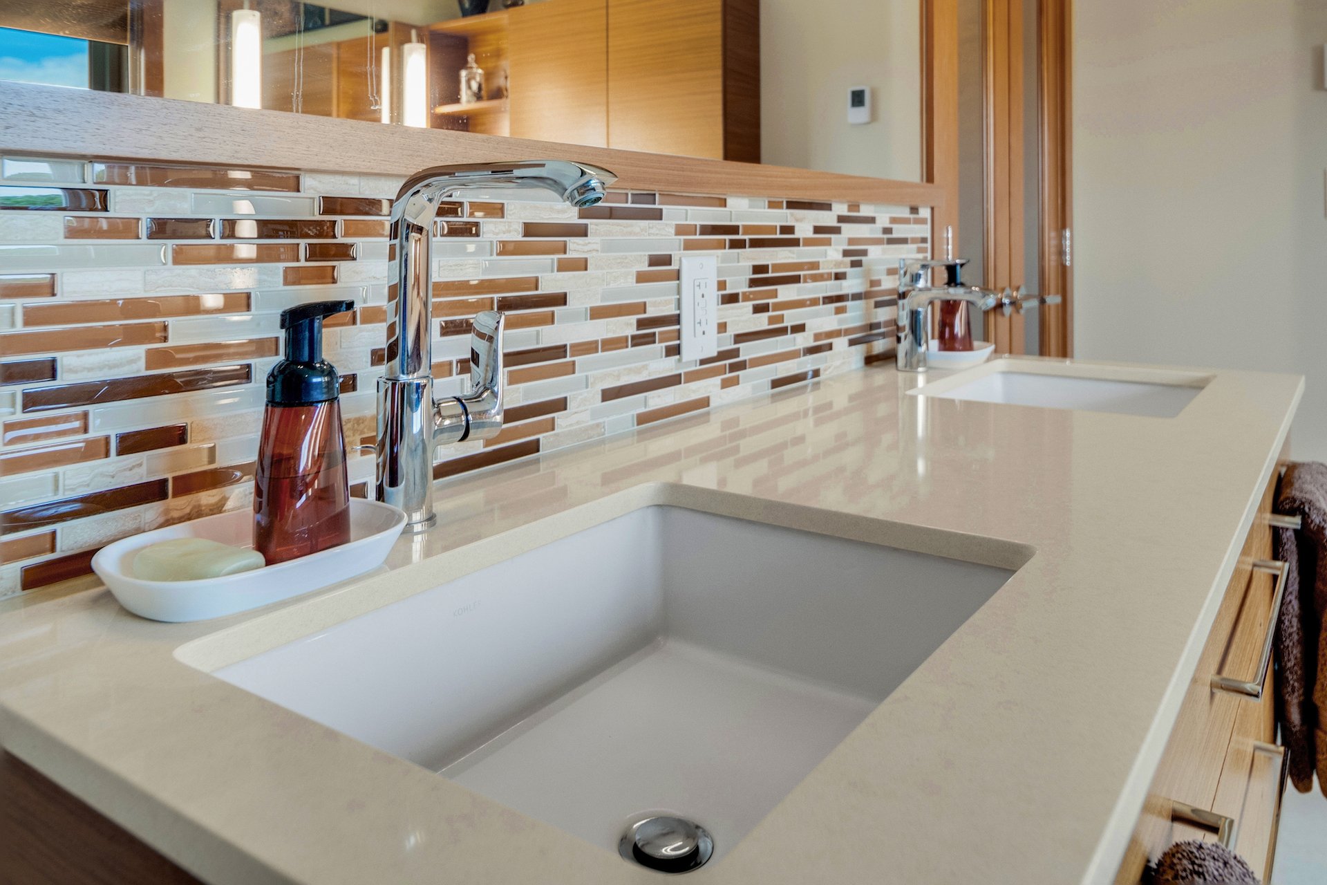 Bathroom Wall Tile Ideas, Trends & Tips 3 Double sink with quartz countertop - bathroom wall tile