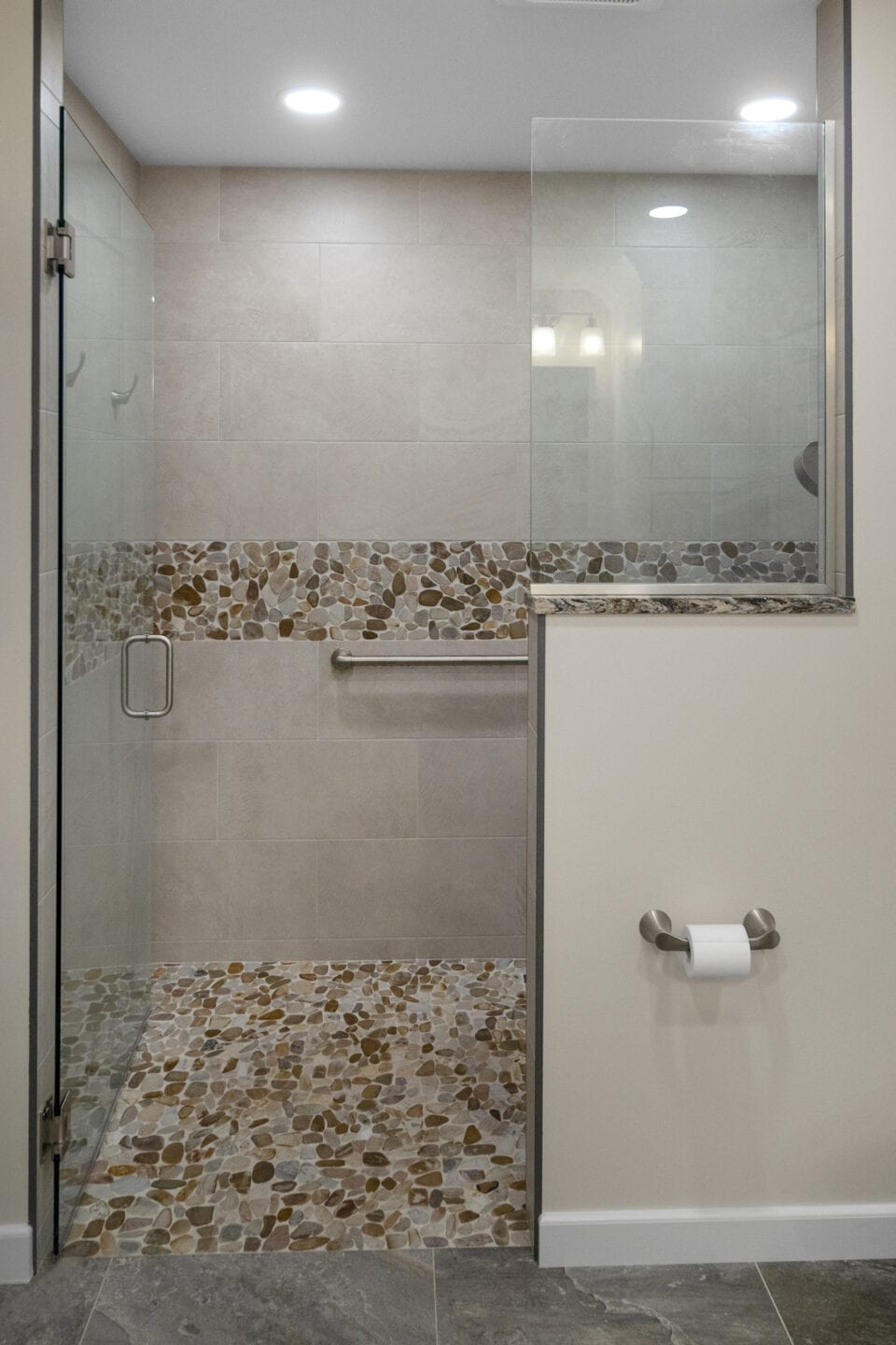 Shower with half glass wall