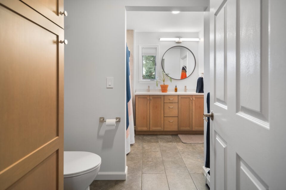 Bathroom with separated toilet area