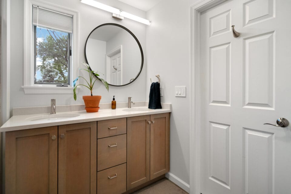 Bathroom with shaker cabinets