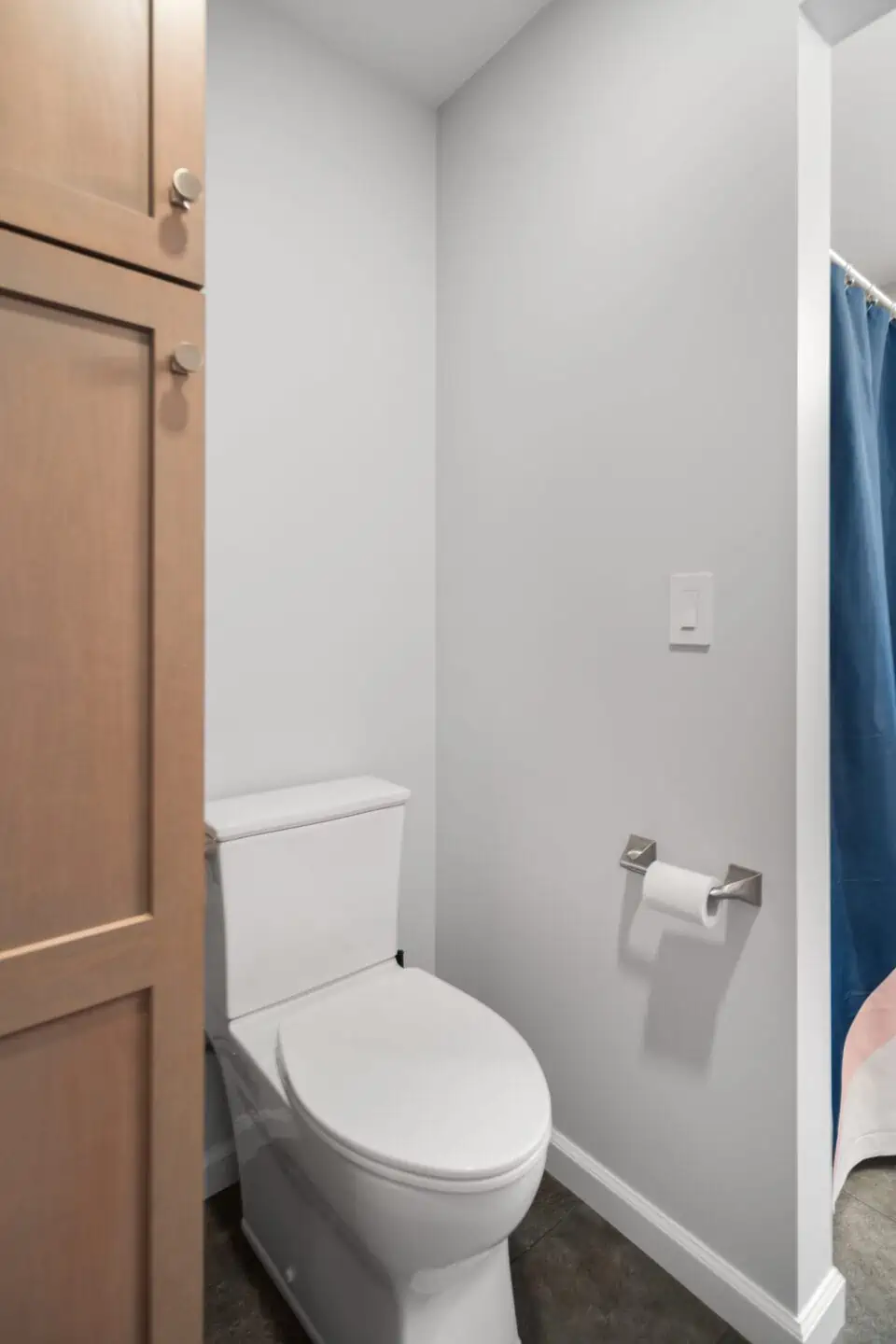 Toilet in remodeled small bathroom