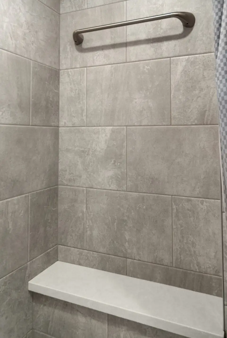 Shower with built-in bench