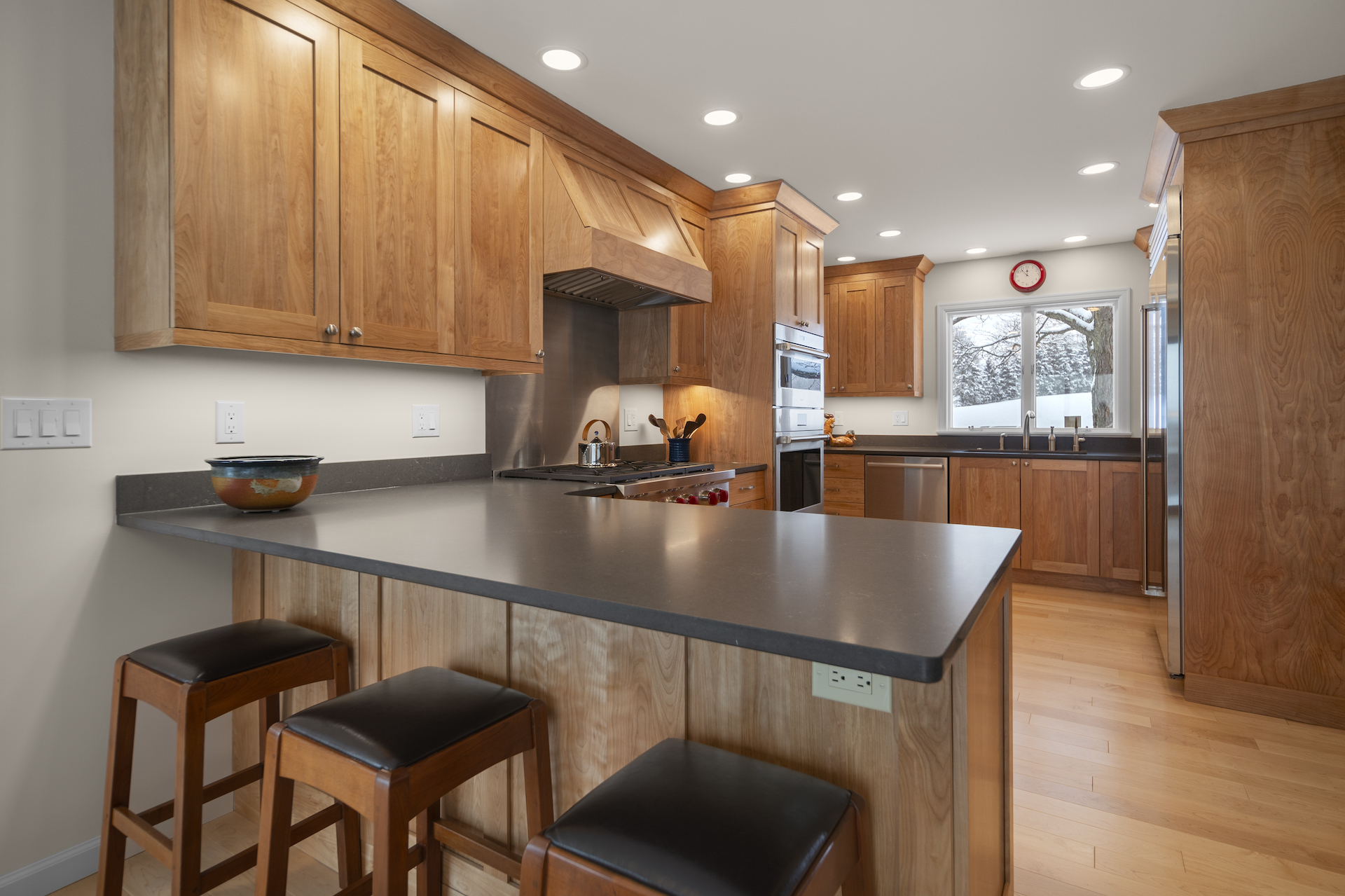 Gorgeous kitchen with grey quartz countertops