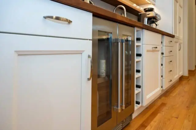 Kitchen design with smart storage space, wine storage